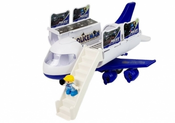 Žaislinis policijos lėktuvas su sraigtasparniu ir kitais priedais, 39 cm