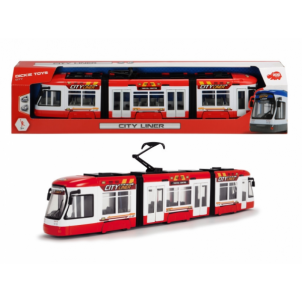 Žaislinis tramvajus Dickie City Liner 46 cm, raudonas Geležinkelis vaikams