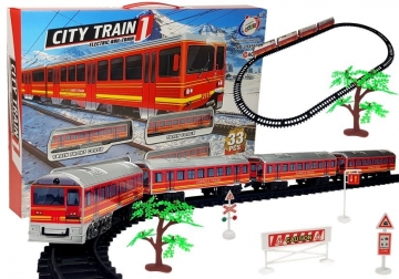 Žaislinis traukinys su bėgiais "City Train", 33 elementai 