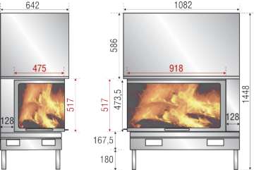 Židinio ugniakuras Axis FH1200PG/WSBlack vientisu kampiniu kairės pusės stiklu