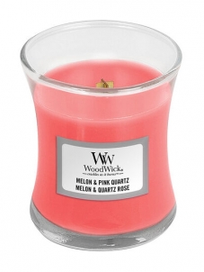 Žvakė WoodWick Scented candle vase Melon & Pink Quartz 85 g 