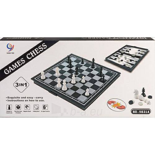 Šachmatų, šaškių ir nardų žaidimo rinkinys paveikslėlis 1 iš 3