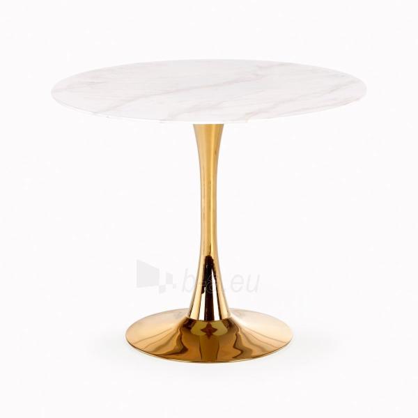 Apvalus valgomojo stalas Casemiro (baltas marmuras / auksinė) paveikslėlis 5 iš 9