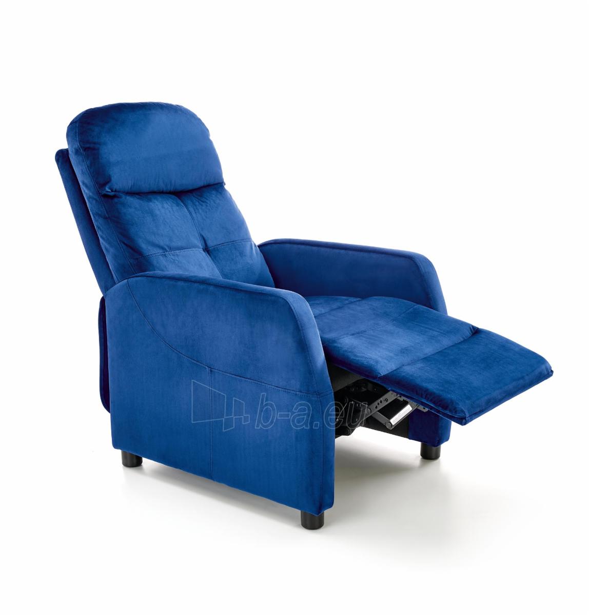 Fotelis FELIPE 2 mėlynos spalvos su išskleidžiamu pakoju paveikslėlis 10 iš 10