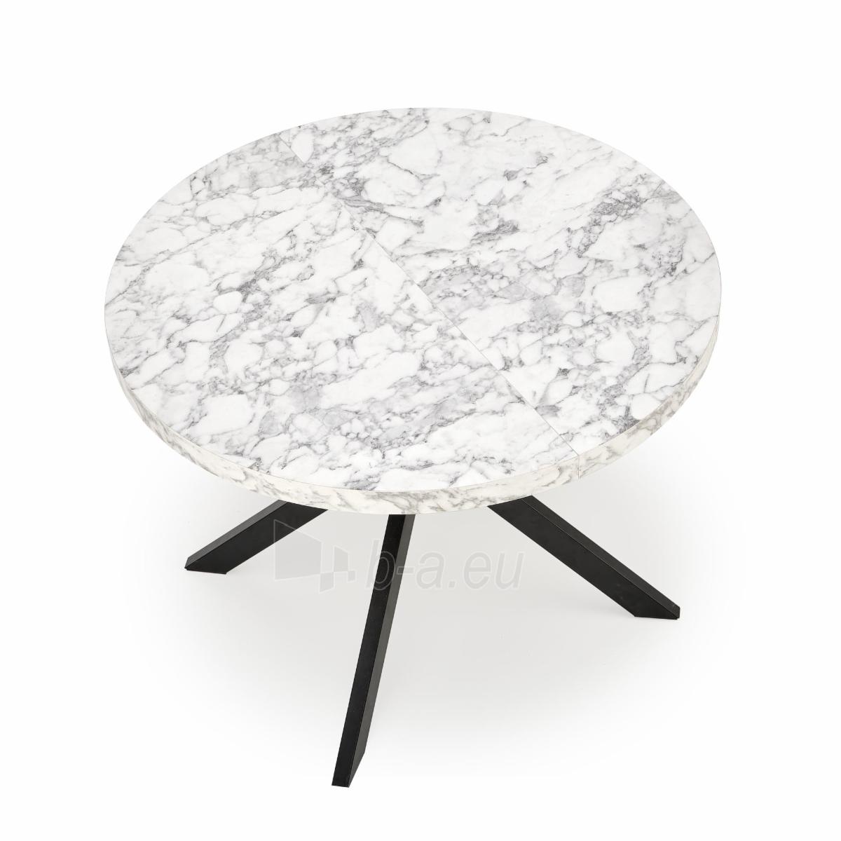 Industrinio stiliaus valgomojo stalas Peroni (with pop-up) white marmuras / juoda paveikslėlis 5 iš 13