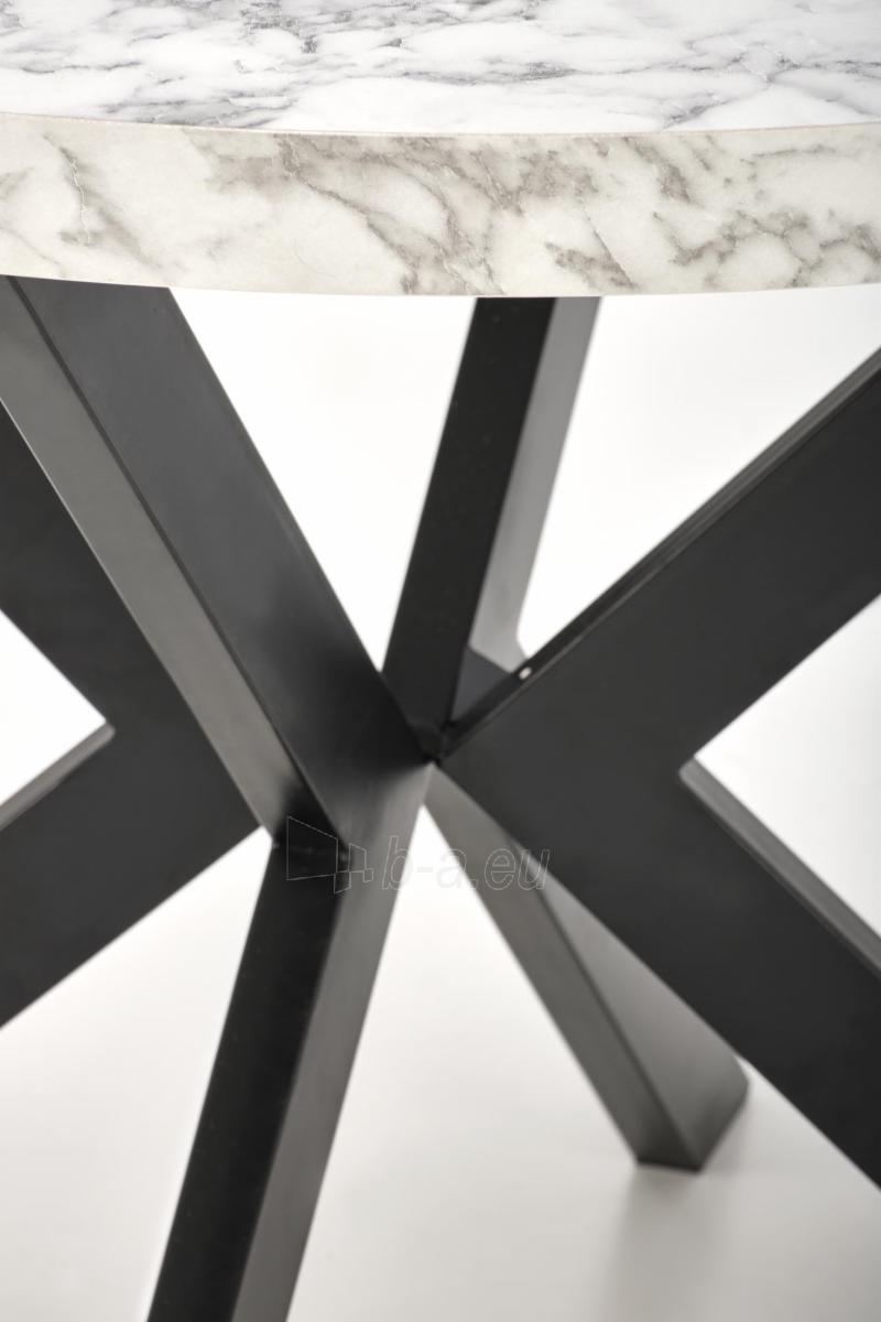 Industrinio stiliaus valgomojo stalas Peroni (išskleidžiamas) baltas marmuras / juoda paveikslėlis 4 iš 13