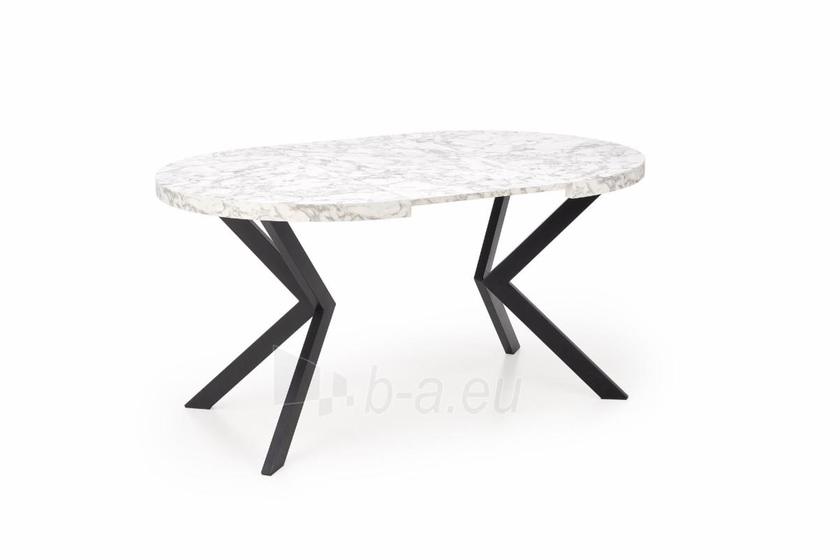 Industrinio stiliaus valgomojo stalas Peroni (with pop-up) white marmuras / juoda paveikslėlis 2 iš 13