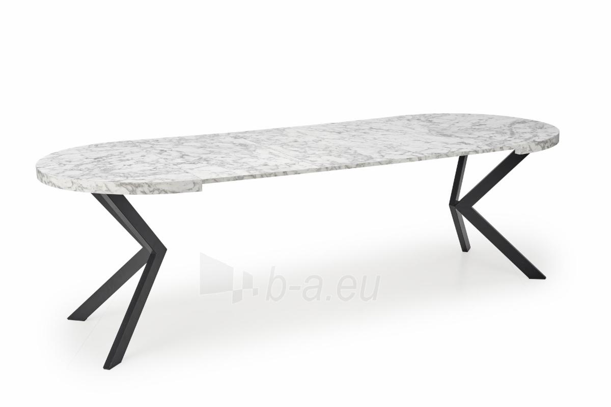 Industrinio stiliaus valgomojo stalas Peroni (with pop-up) white marmuras / juoda paveikslėlis 13 iš 13