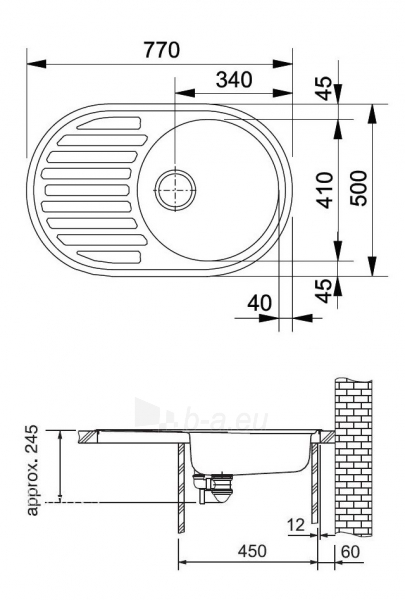 Akmens masės plautuvė FRANKE RONDA ROG 611 Biežinė, ventilis užkemšamas paveikslėlis 6 iš 6