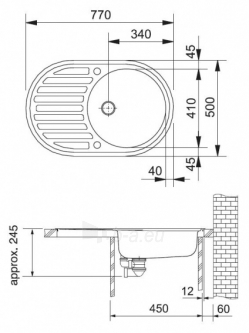 Akmens masės plautuvė FRANKE RONDA ROG 611 Sachara, ventilis užkemšamas paveikslėlis 3 iš 6