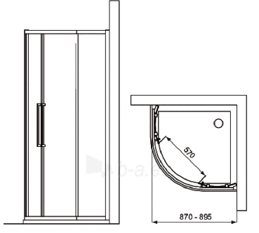 Dušo kabina IDEAL STANDARD Kubo 90 cm, pusapvalė, profilis chromas, stiklas skaidrus paveikslėlis 3 iš 6