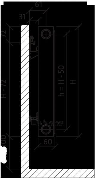 Radiatorius PURMO C 11 550-1000, pajungimas šone paveikslėlis 9 iš 11