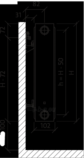 Radiatorius PURMO C 22 550-1000, pajungimas šone paveikslėlis 9 iš 11