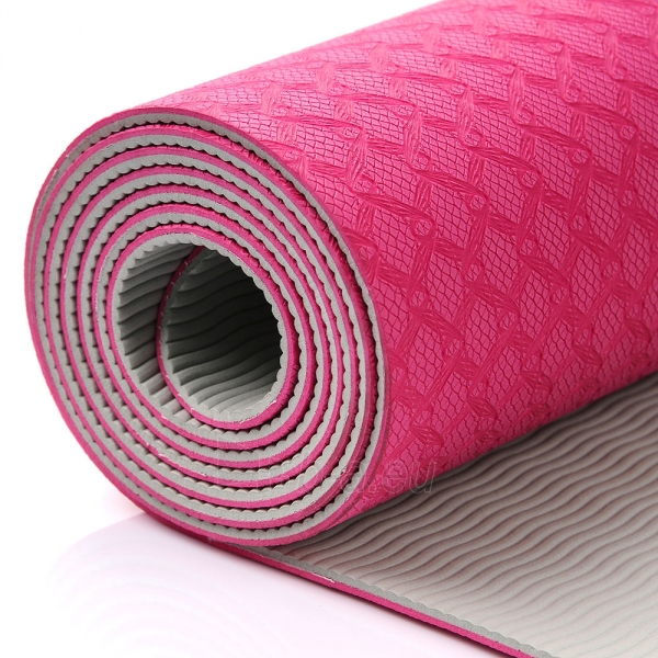 Aerobikos kilimėlis Meteor TPE Yoga rožinis/pilkas paveikslėlis 8 iš 8