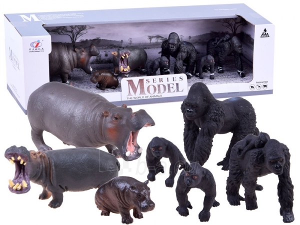 Afrikos gyvūnų figūrėlės, begemotai-gorilos paveikslėlis 2 iš 4