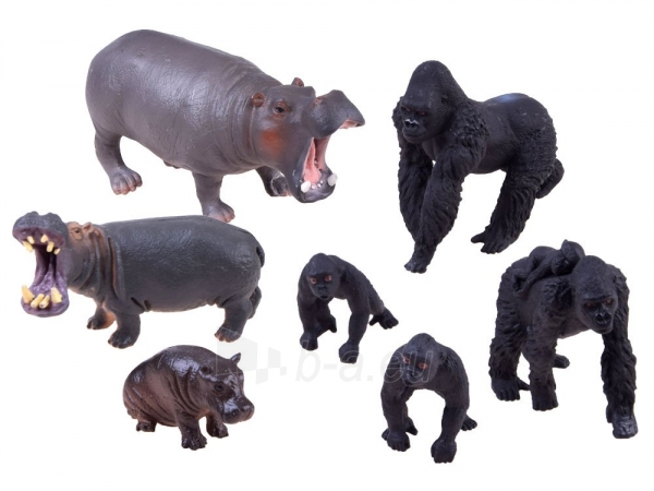 Afrikos gyvūnų figūrėlės, begemotai-gorilos paveikslėlis 4 iš 4