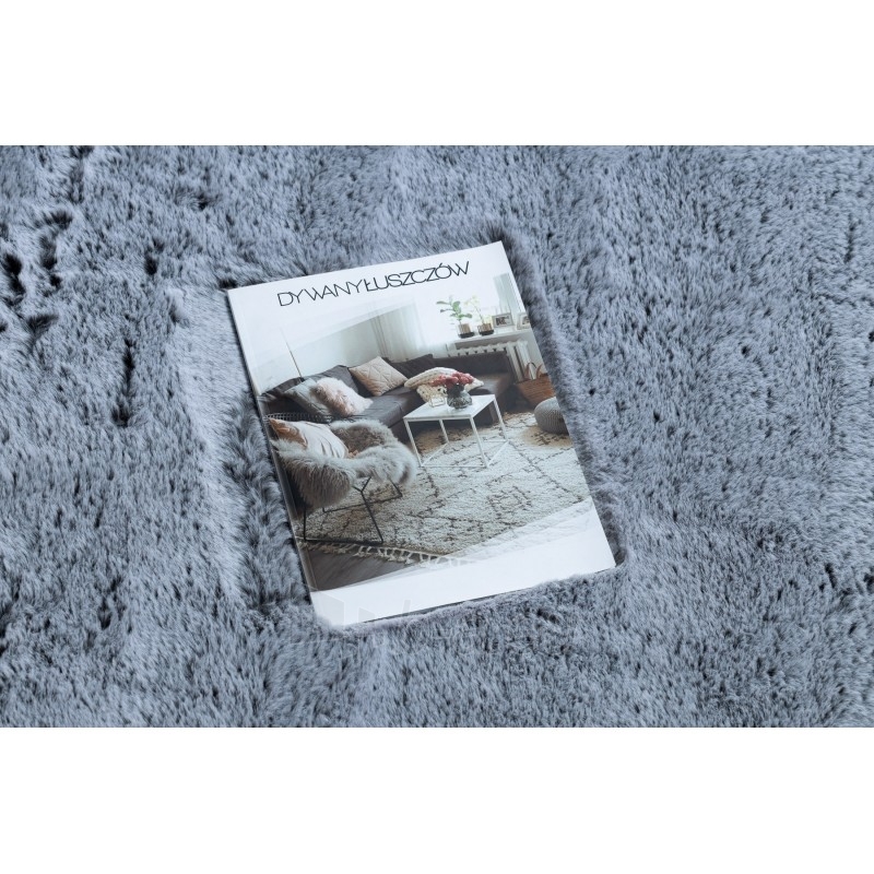 Apvalus pilkas kailio imitacijos kilimas LAPIN | ratas 60 cm paveikslėlis 1 iš 16