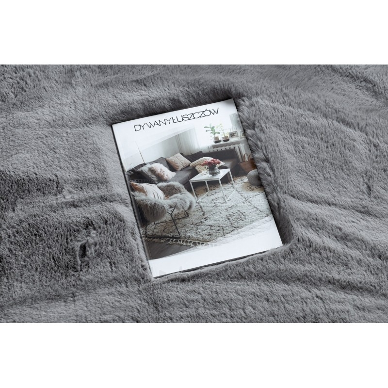 Apvalus pilkas kailio imitacijos kilimas TEDDY | ratas 60 cm paveikslėlis 1 iš 16