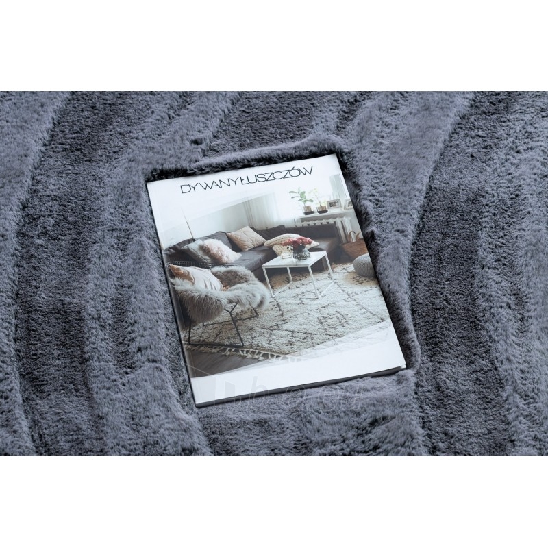 Apvalus pilkos spalvos kailio imitacijos kilimas LAPIN | ratas 160 cm paveikslėlis 1 iš 16