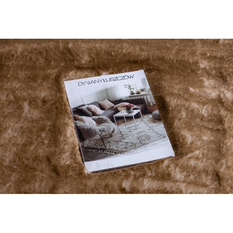 Apvalus rusvas kailio imitacijos kilimas LAPIN | ratas 100 cm paveikslėlis 1 iš 16