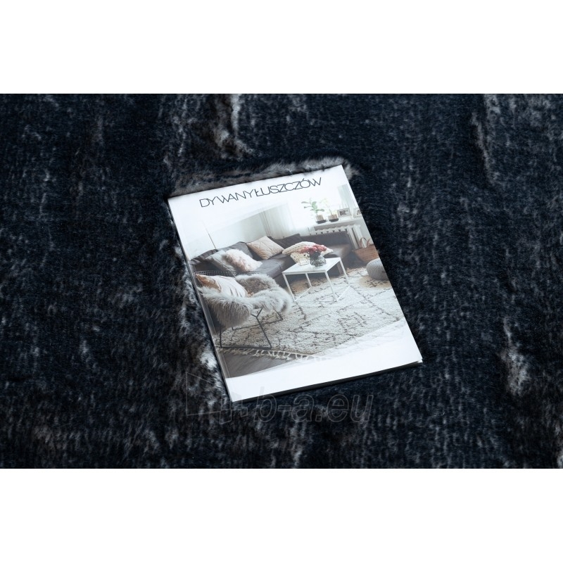 Apvalus tamsiai pilkas kailio imitacijos kilimas LAPIN | ratas 80 cm paveikslėlis 1 iš 16