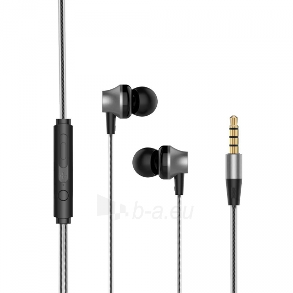 Ausinės Devia Metal In-ear Earphone with Remote and Mic (3.5mm) black paveikslėlis 1 iš 1