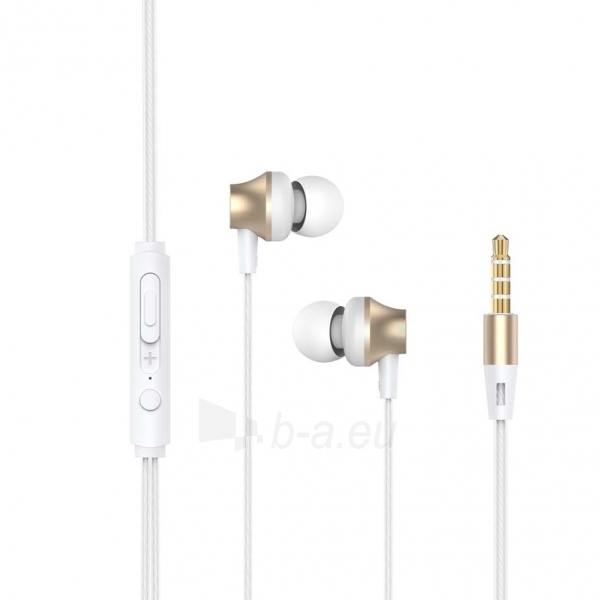 Ausinės Devia Metal In-ear Earphone with Remote and Mic (3.5mm) gold paveikslėlis 1 iš 2