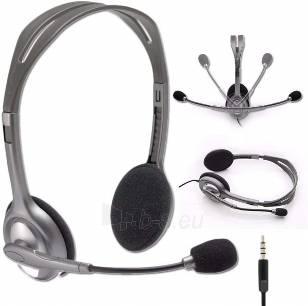 Ausinės Logitech H110 Stereo Headset grey paveikslėlis 2 iš 2