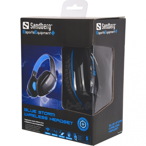 Ausinės Sandberg 126-01 Blue Storm Wireless Headset paveikslėlis 2 iš 2