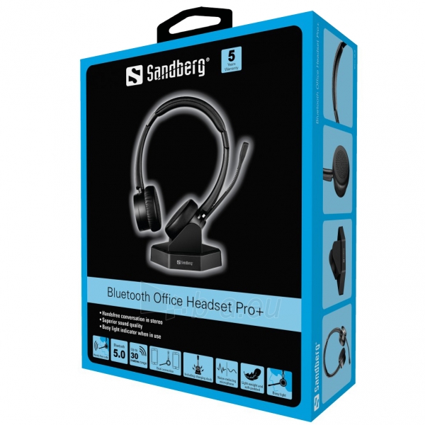 Ausinės Sandberg 126-18 Bluetooth Office Headset Pro+ paveikslėlis 5 iš 5