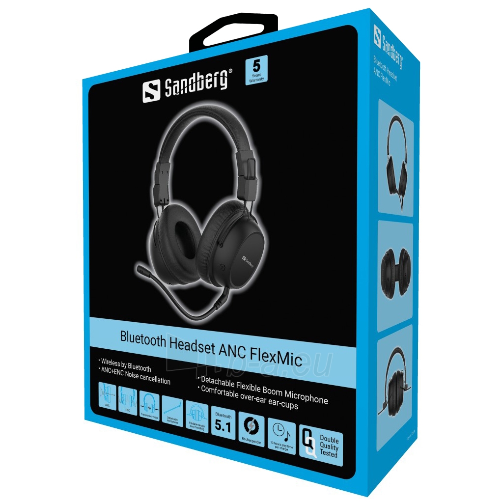 Ausinės Sandberg 126-36 Bluetooth Headset ANC FlexMic paveikslėlis 6 iš 6