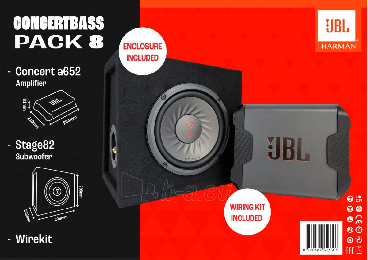 Autogarsiakalbiai JBL ConcertBass Pack 8 (A652 + Stage82 + Wirekit) paveikslėlis 10 iš 10