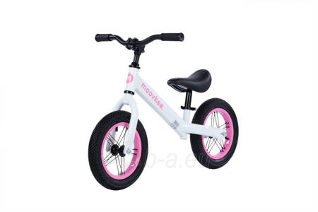 Balansinis dviratukas - Moovkee, 12 colių, baltai rožinis paveikslėlis 1 iš 2
