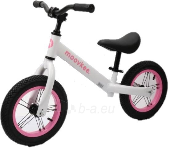 Balansinis dviratukas - Moovkee, 12 colių, baltai rožinis paveikslėlis 2 iš 2