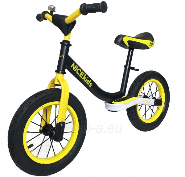 Balansinis dviratukas NiceKids, juodas - geltonas paveikslėlis 1 iš 5