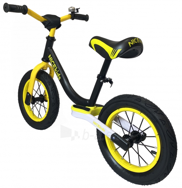 Balansinis dviratukas NiceKids, juodas - geltonas paveikslėlis 3 iš 5