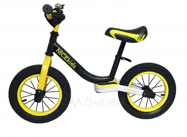 Balansinis dviratukas NiceKids, juodas - geltonas paveikslėlis 4 iš 5