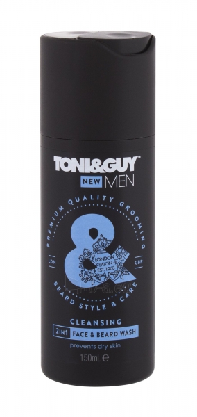 Bardos prausiamasis/ valomasis gelis TONI&GUY Men Cleansing 2in1 Face & Beard Wash Cleansing Gel 150ml paveikslėlis 1 iš 1