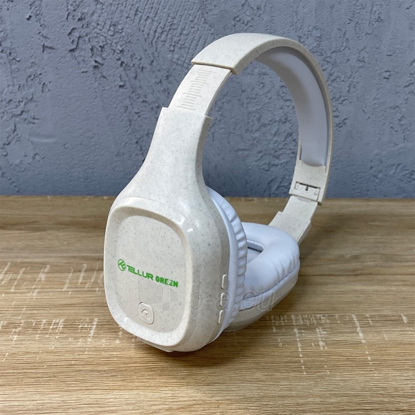Belaidės ausinės Tellur Green Bluetooth Over-Ear Headphones Pulse Foldable cream paveikslėlis 2 iš 8