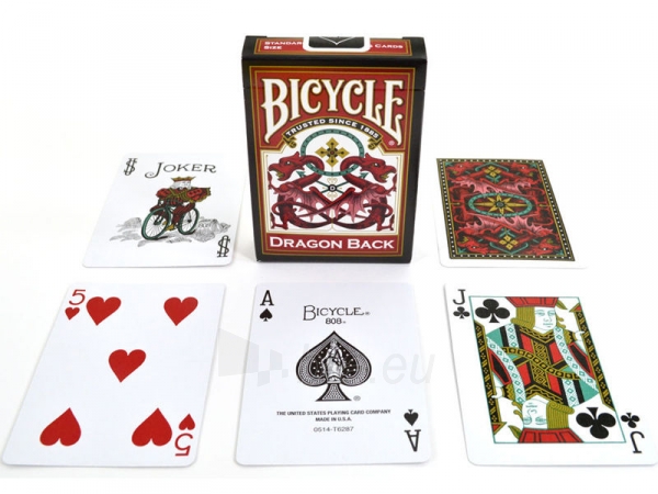 Bicycle Dragon Back kortos (Raudonos) paveikslėlis 7 iš 8