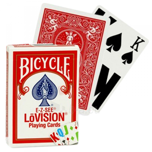 Bicycle E-Z-SEE LoVision kortos (Raudonos) paveikslėlis 5 iš 6