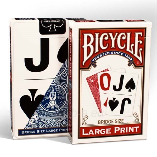 Bicycle Large Print kortos (Raudonos) paveikslėlis 1 iš 7