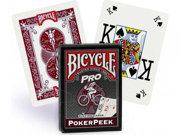 Bicycle Pro Poker Peek pokerio kortos (Raudonos) paveikslėlis 1 iš 10