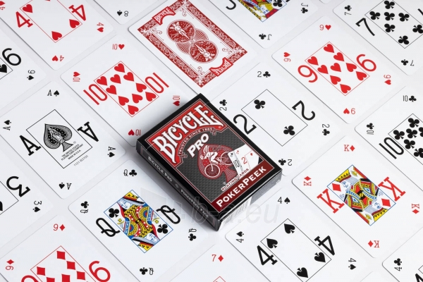 Bicycle Pro Poker Peek pokerio kortos (Raudonos) paveikslėlis 10 iš 10