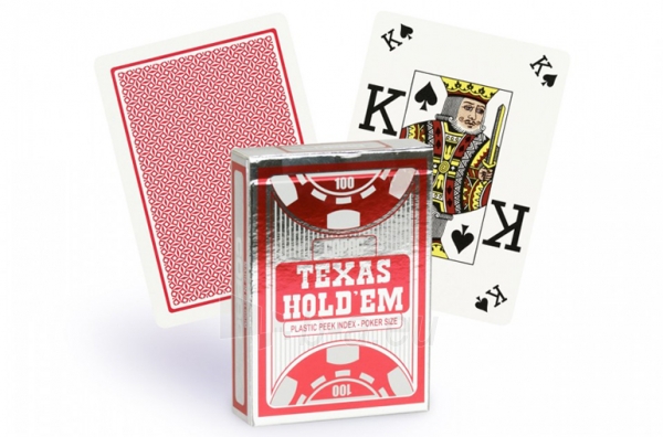 Copag Texas Holdem Peek Index pokerio kortos (Raudonos) paveikslėlis 1 iš 3