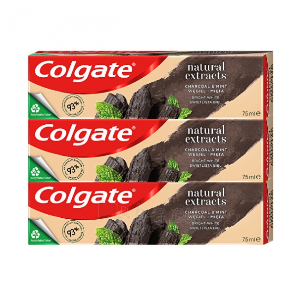 Dantų pasta Colgate Activated charcoal Natura l s toothpaste with Charcoal Trio 3 x 75 ml paveikslėlis 1 iš 2
