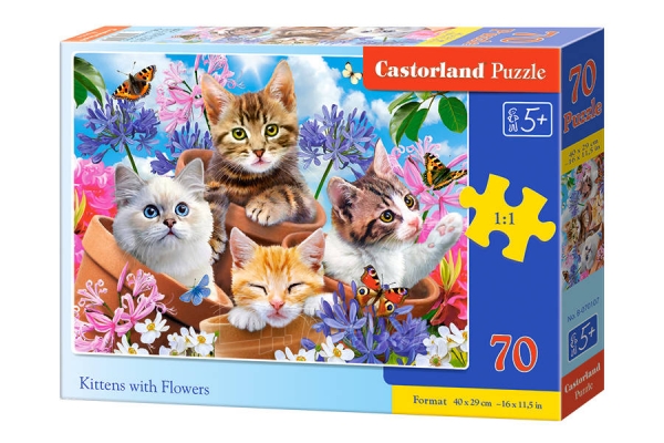 Dėlionė Castorland Kittens with Flowers, 70 dalių paveikslėlis 1 iš 1