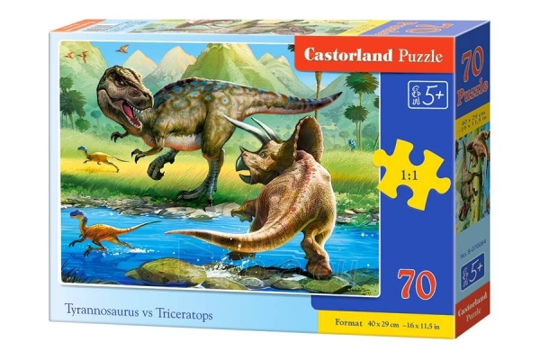 Dėlionė Castorland Tyrannosaurus vs Triceratops, 70 dalių paveikslėlis 1 iš 1