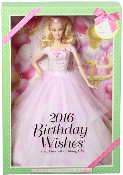 DGW29 Коллекционная кукла Барби Пожелания ко Дню Рождения, 2016 MATTEL paveikslėlis 3 iš 4