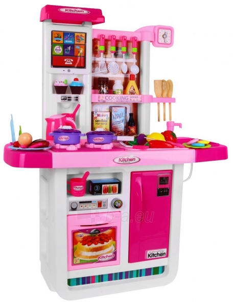 Didelė interaktyvi vaikiška virtuvė su priedais, rožinė paveikslėlis 10 iš 12